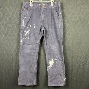 Ariat FR M4 Pants Mens 36x32 Blue Low Rise Boot Canvas Carpenter (37x30) FLAW